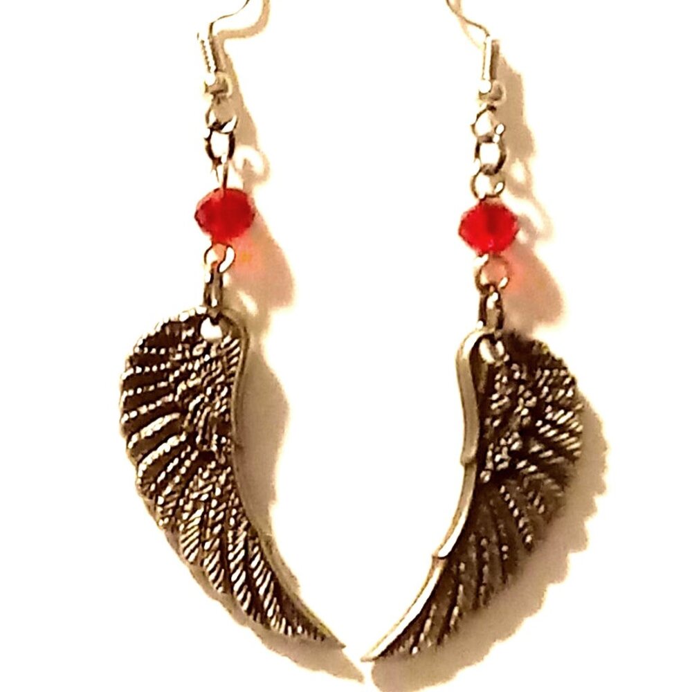 Fallen Angel Wing Pewter Earrings
